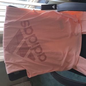 Adidas Womens ORANGE AND DARK PINK LOGO TANK TOP